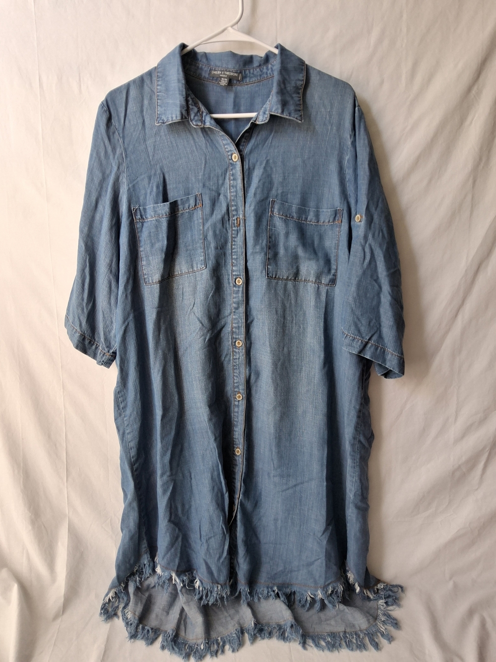Chelsea & Theodore Light Blue Denim Long Sleeve Shirt Dress